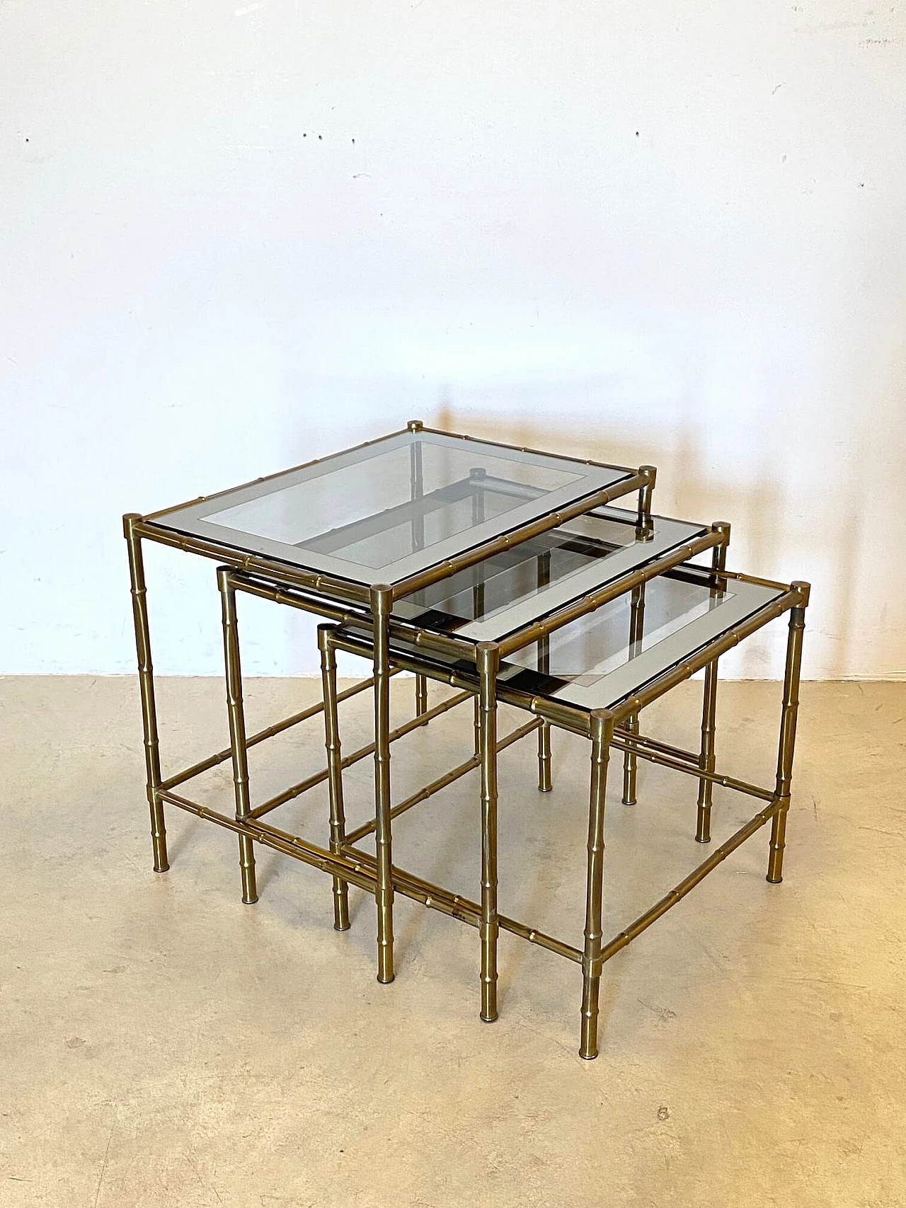 Brass bamboo nesting tables, 1970s 1272437