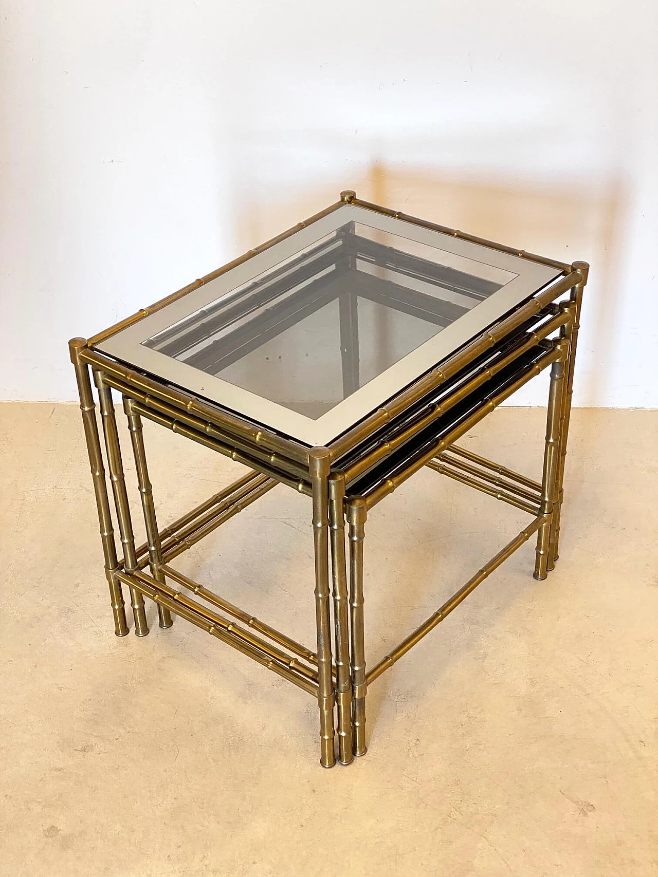 Brass bamboo nesting tables, 1970s 1272438
