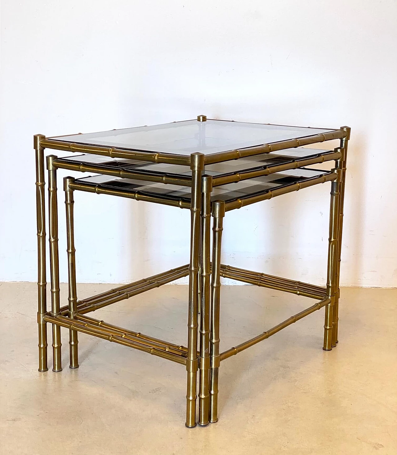 Brass bamboo nesting tables, 1970s 1272439