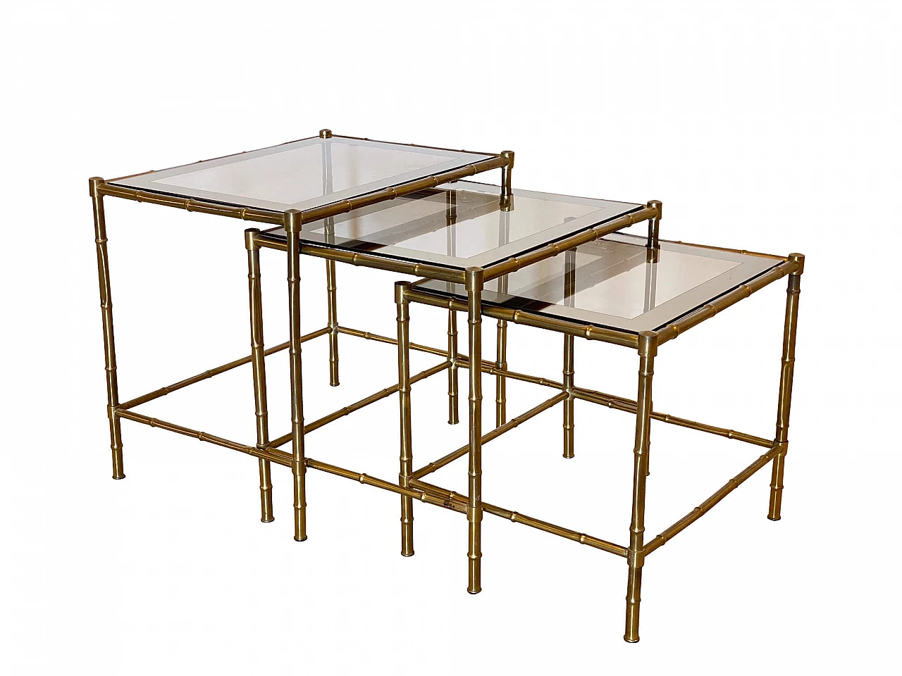 Brass bamboo nesting tables, 1970s 1272573
