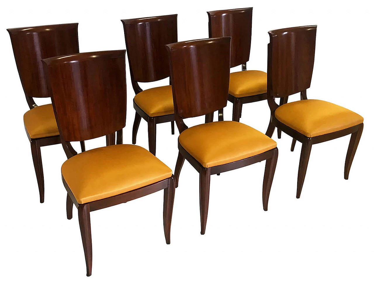 6 Sedie in legno e tessuto di Vittorio Dassi, anni '50 1272608
