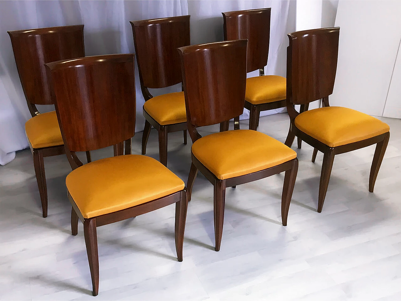 6 Chairs in wood and fabric by Vittorio Dassi, 50s 1272609