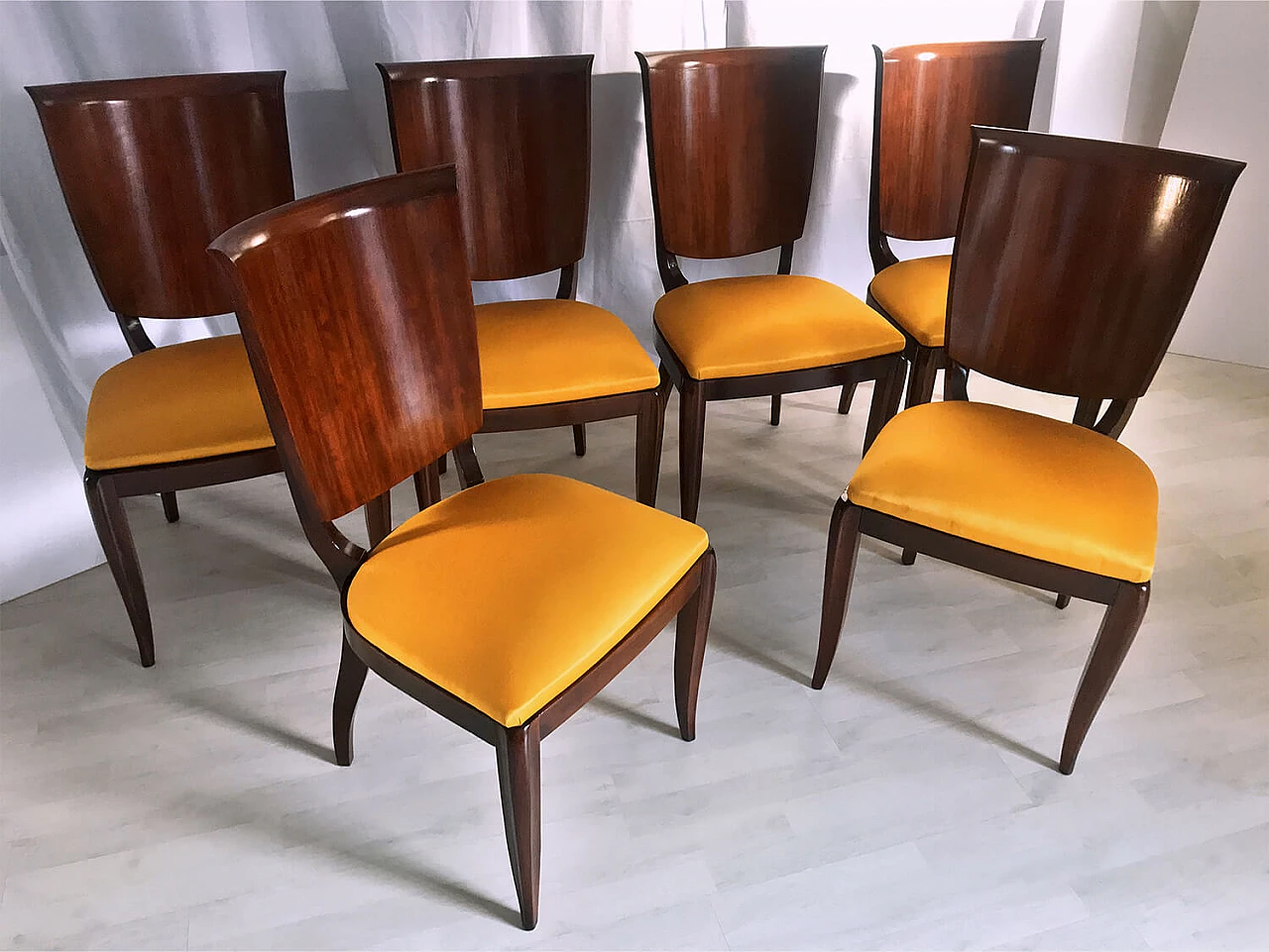 6 Chairs in wood and fabric by Vittorio Dassi, 50s 1272613