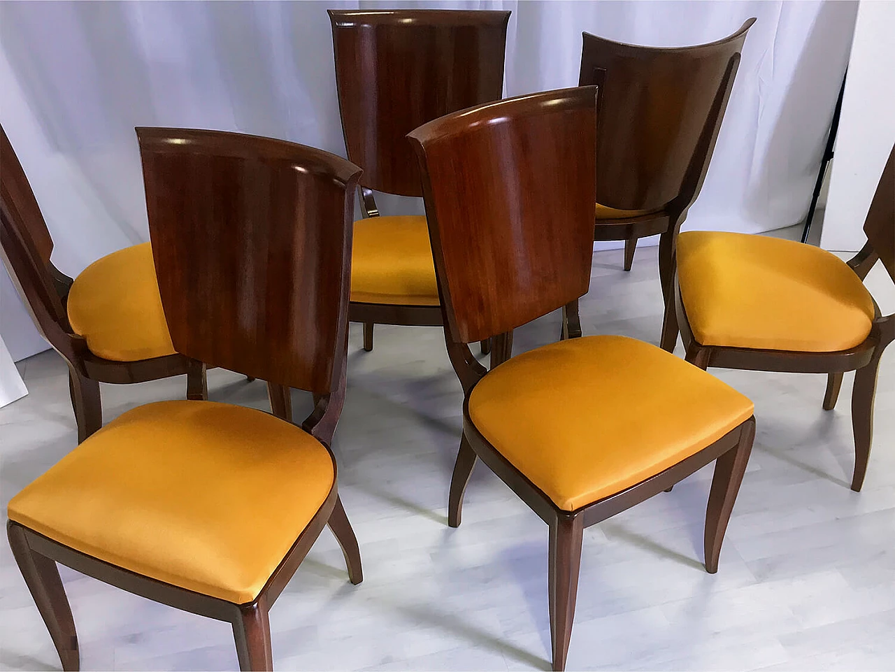 6 Chairs in wood and fabric by Vittorio Dassi, 50s 1272615