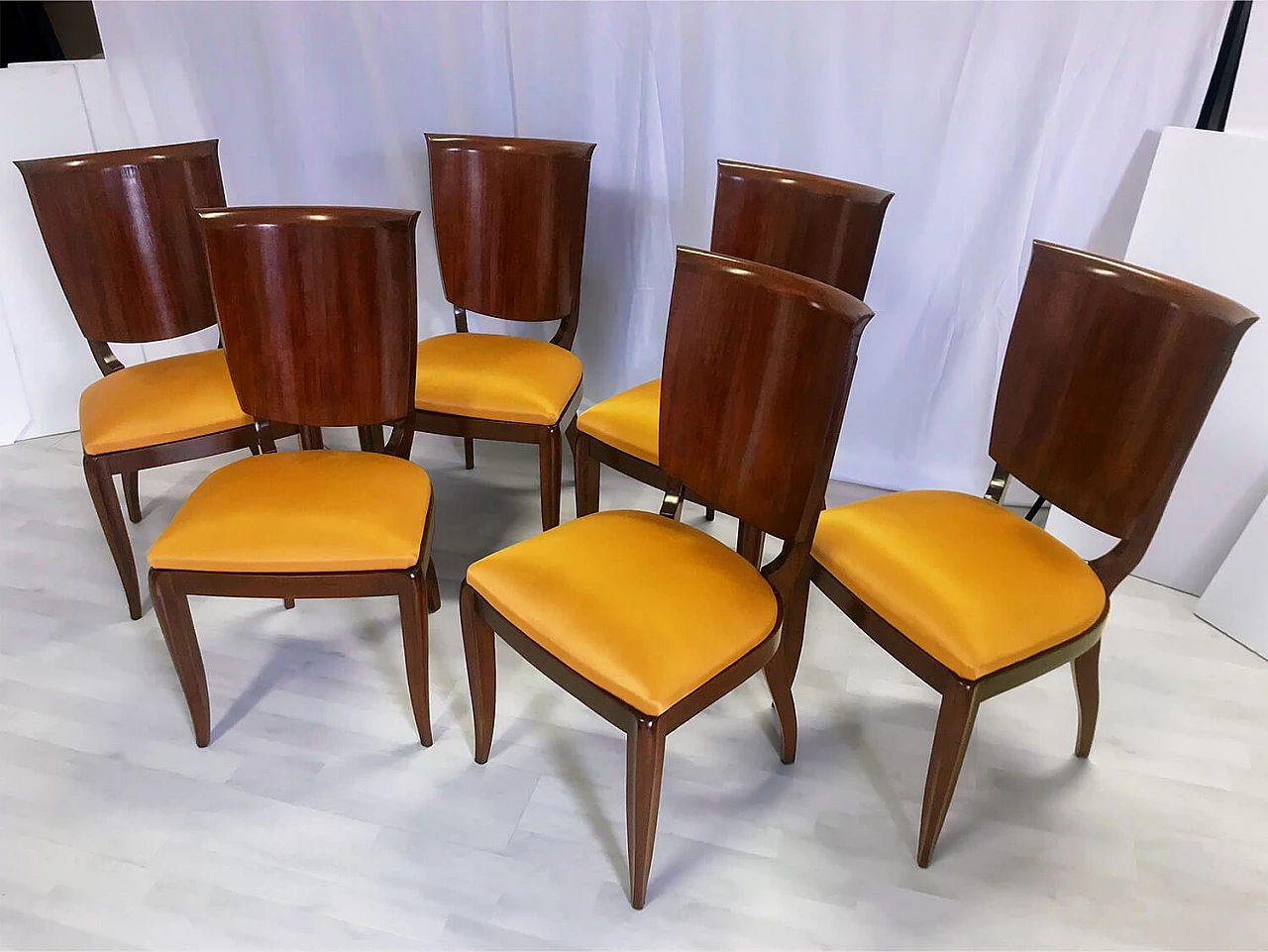 6 Chairs in wood and fabric by Vittorio Dassi, 50s 1272616