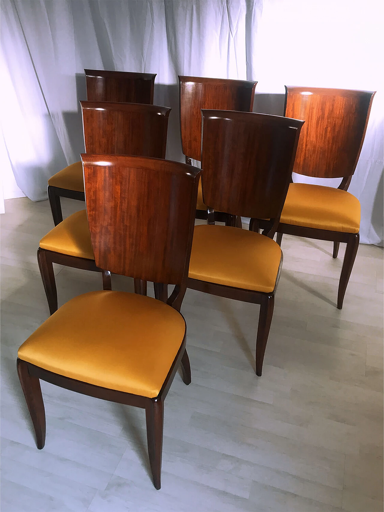 6 Chairs in wood and fabric by Vittorio Dassi, 50s 1272617