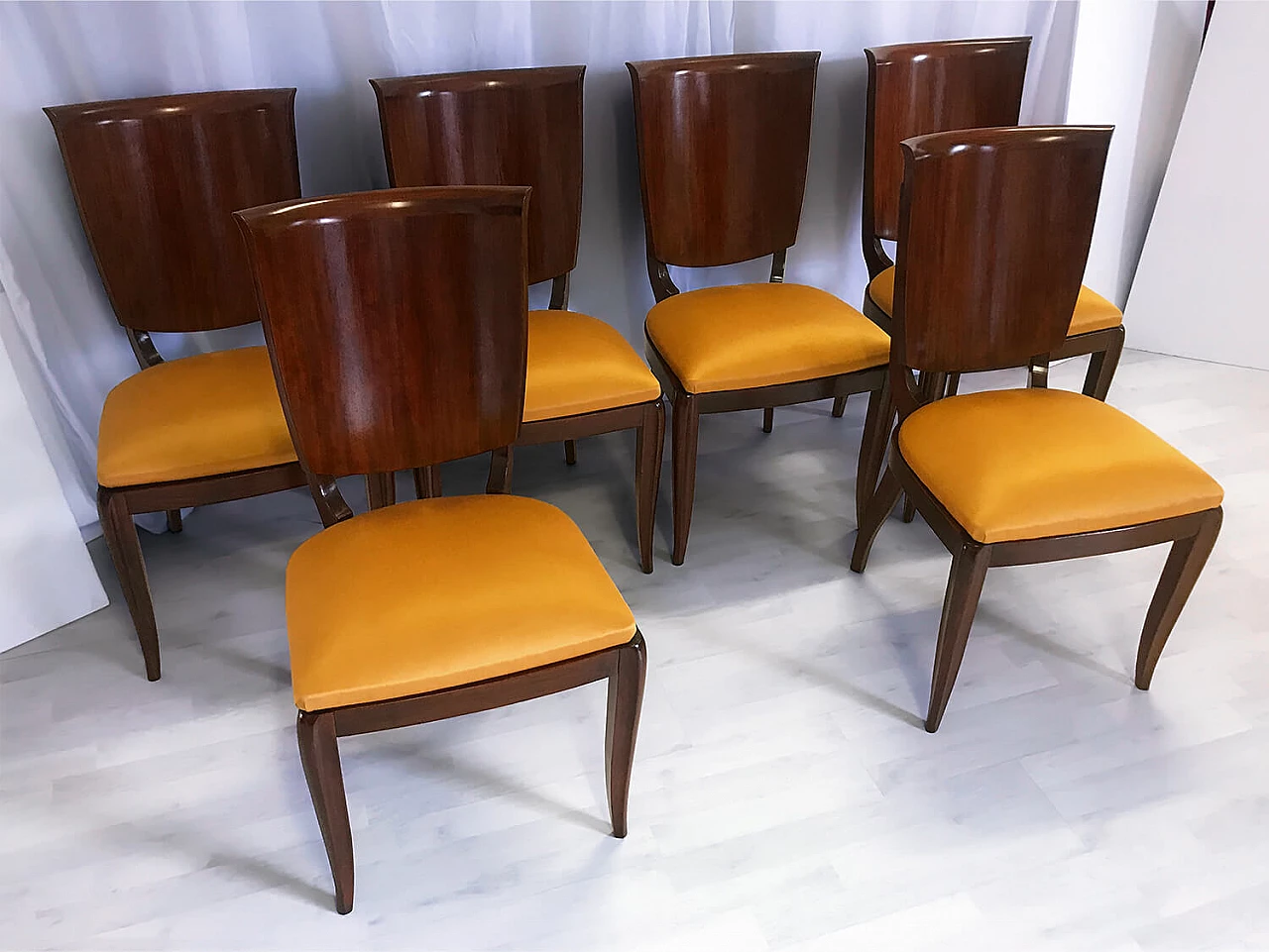 6 Chairs in wood and fabric by Vittorio Dassi, 50s 1272621