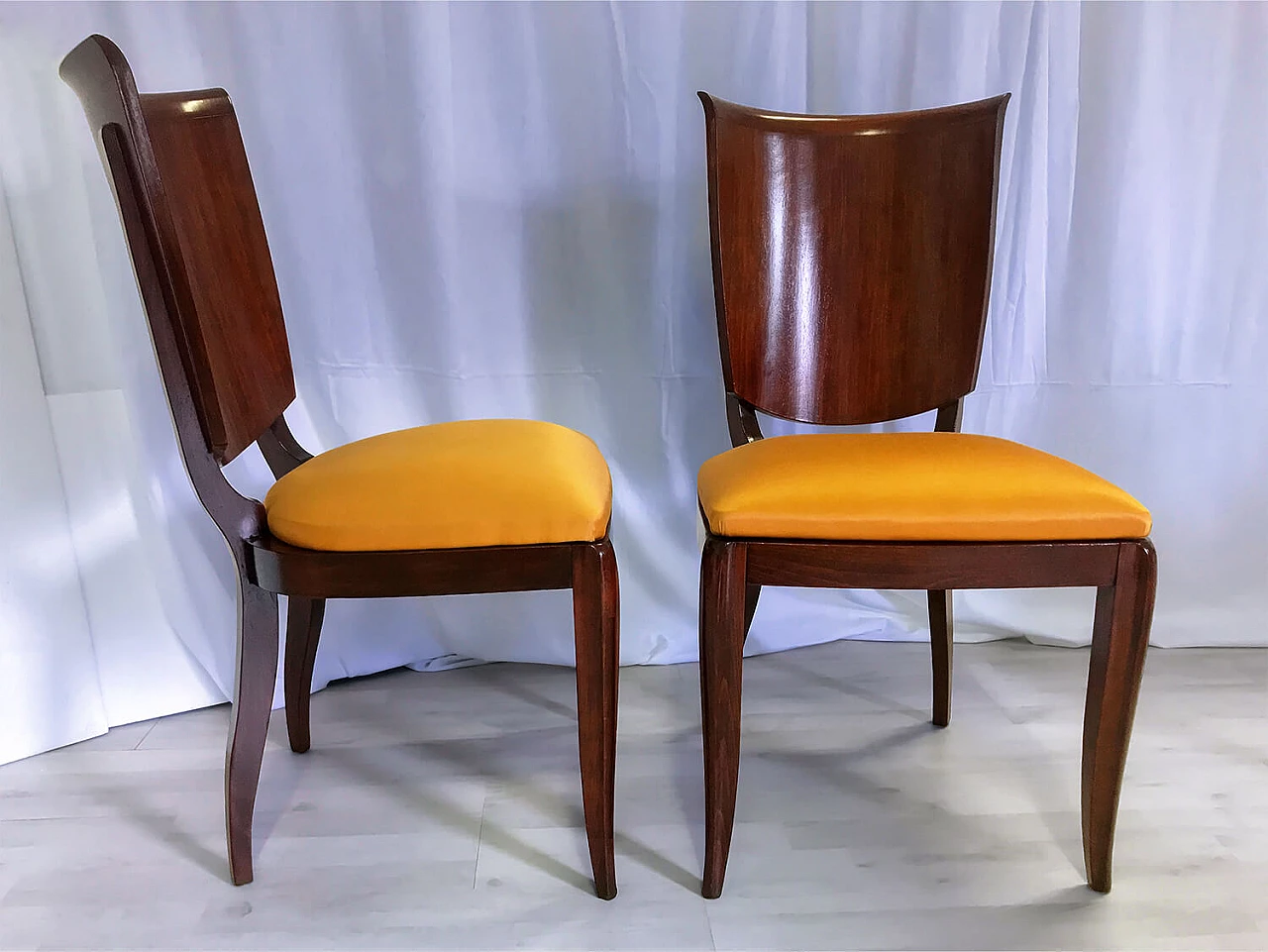 6 Chairs in wood and fabric by Vittorio Dassi, 50s 1272622