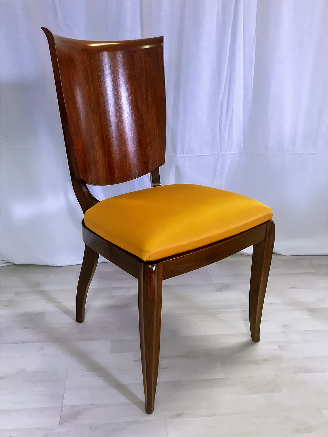 6 Sedie in legno e tessuto di Vittorio Dassi, anni '50 1272623