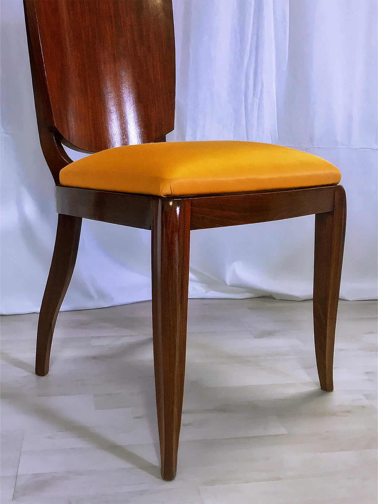 6 Sedie in legno e tessuto di Vittorio Dassi, anni '50 1272624