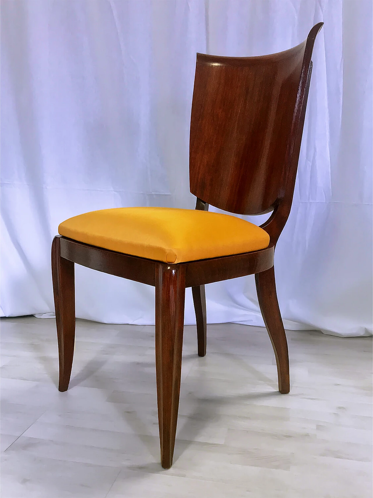 6 Sedie in legno e tessuto di Vittorio Dassi, anni '50 1272626