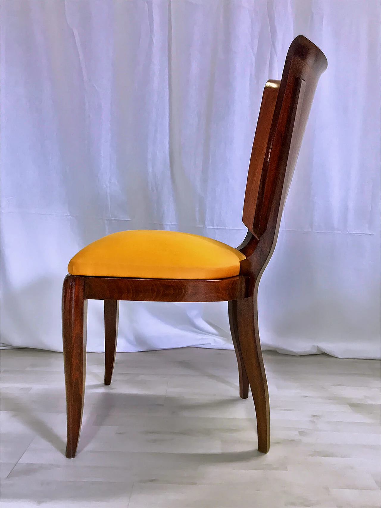 6 Sedie in legno e tessuto di Vittorio Dassi, anni '50 1272627