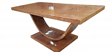Tavolino Art Decò lastronato in radica di betulla, anni ’30