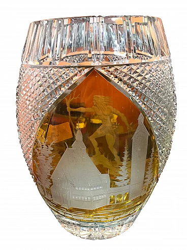 Vase in crystal with decoration, 40s