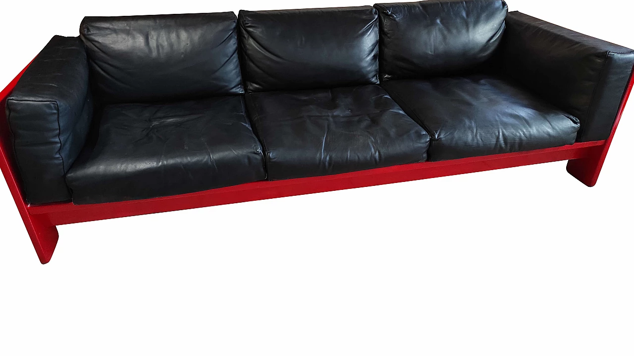 Bastiano red lacquered sofa by Afra and Tobia Scarpa, 1980s 1272934
