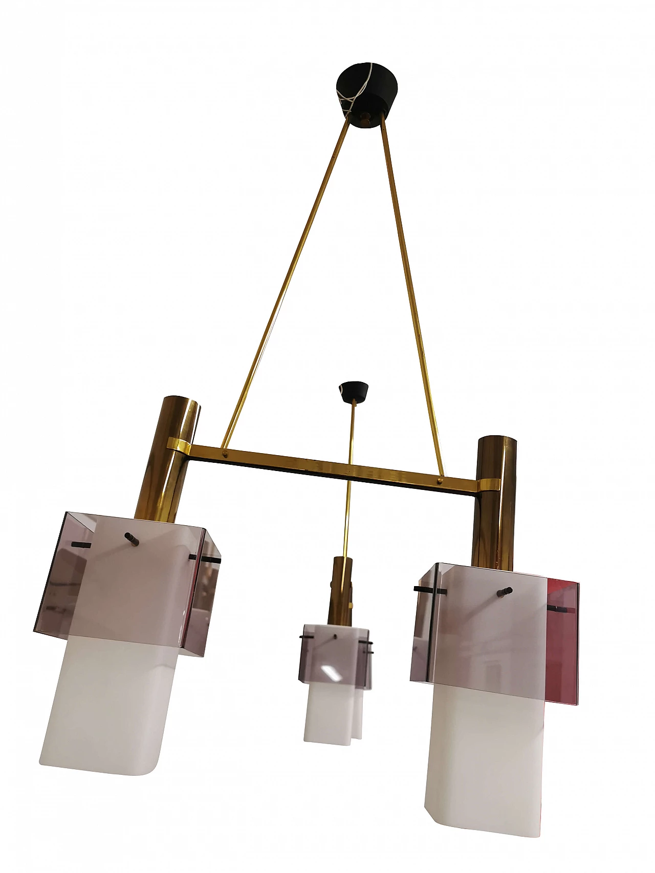 Pair of glass and plexiglass chandeliers by Stilux, 60s 1273410