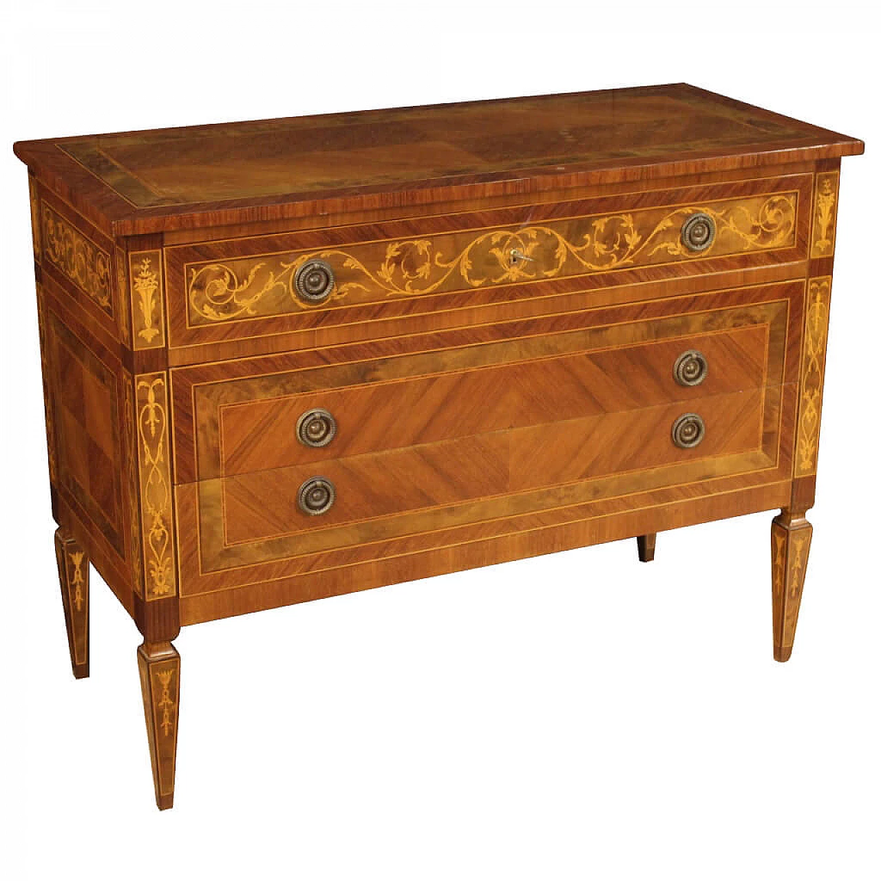 Italian inlaid wooden chest of drawers in Louis XVI style 1273774