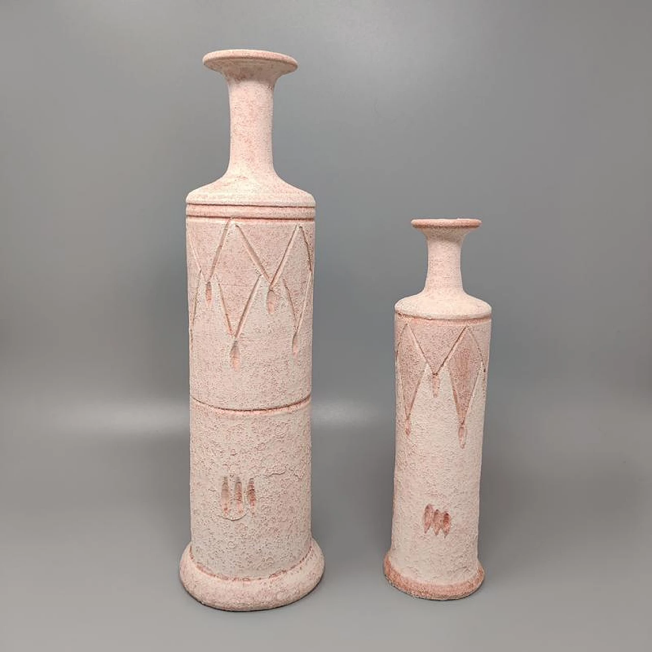 Pair of pale pink ceramic vases, 70s 1273821