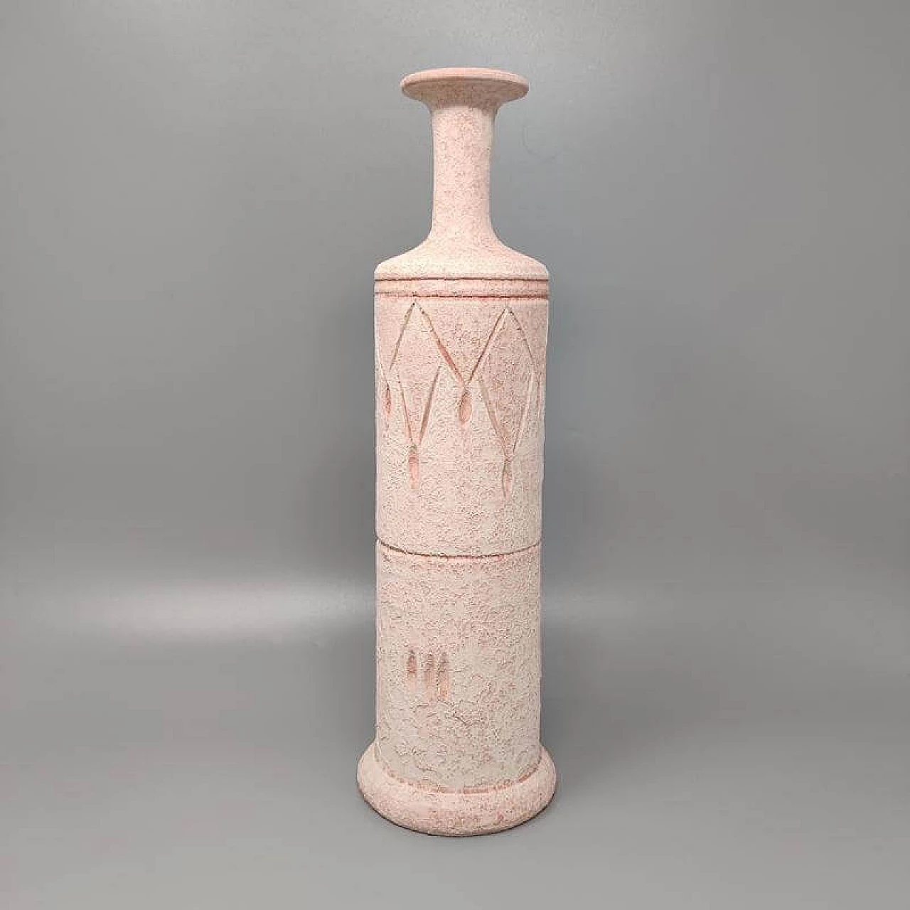 Coppia di vasi in ceramica color rosa antico, anni '70 1273823