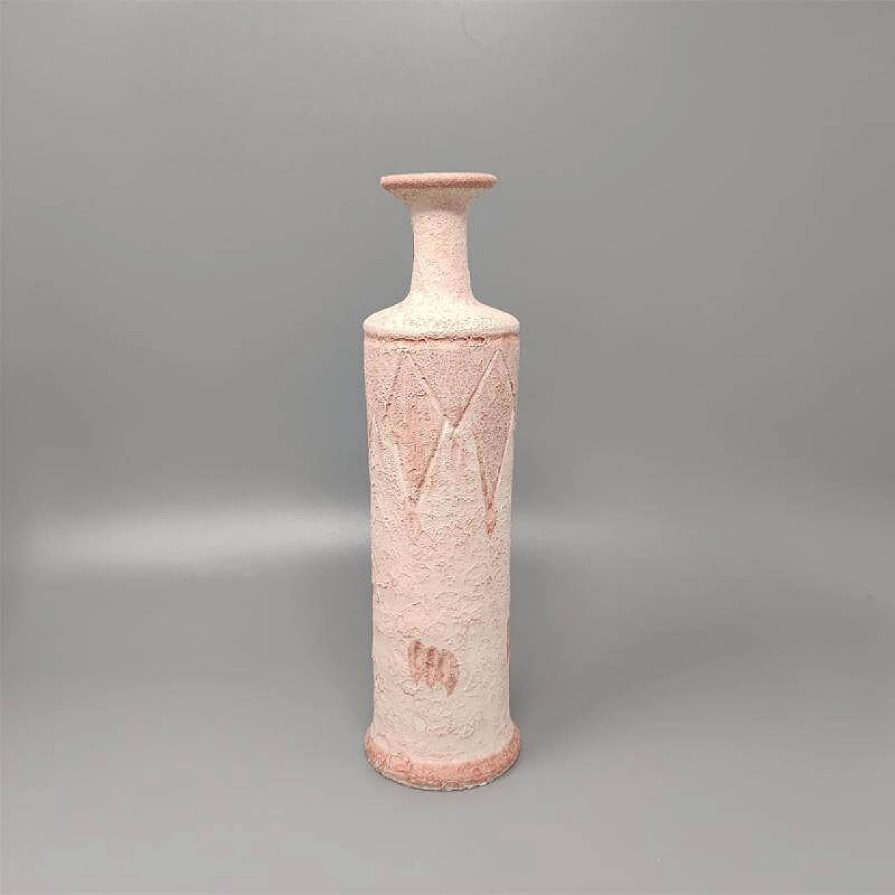 Coppia di vasi in ceramica color rosa antico, anni '70 1273824
