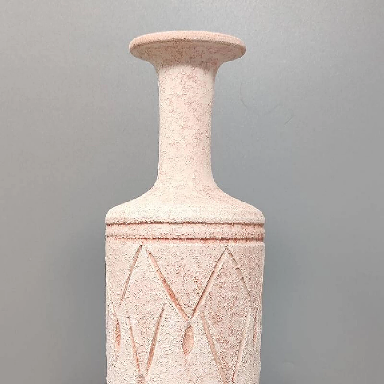 Coppia di vasi in ceramica color rosa antico, anni '70 1273825
