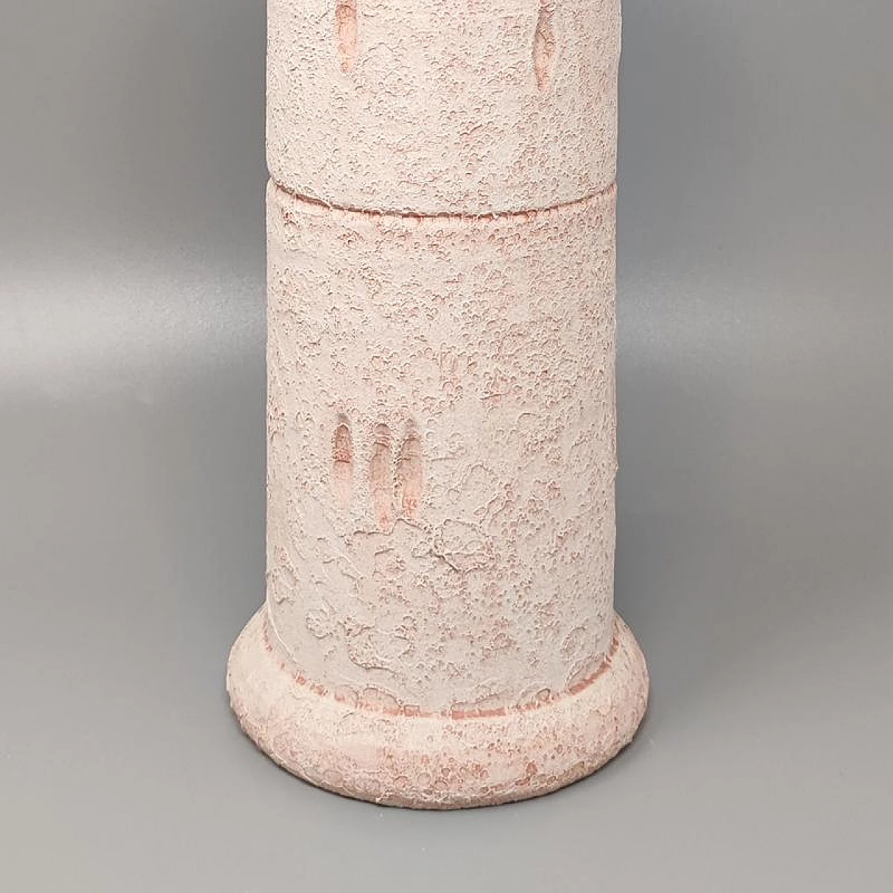 Coppia di vasi in ceramica color rosa antico, anni '70 1273826