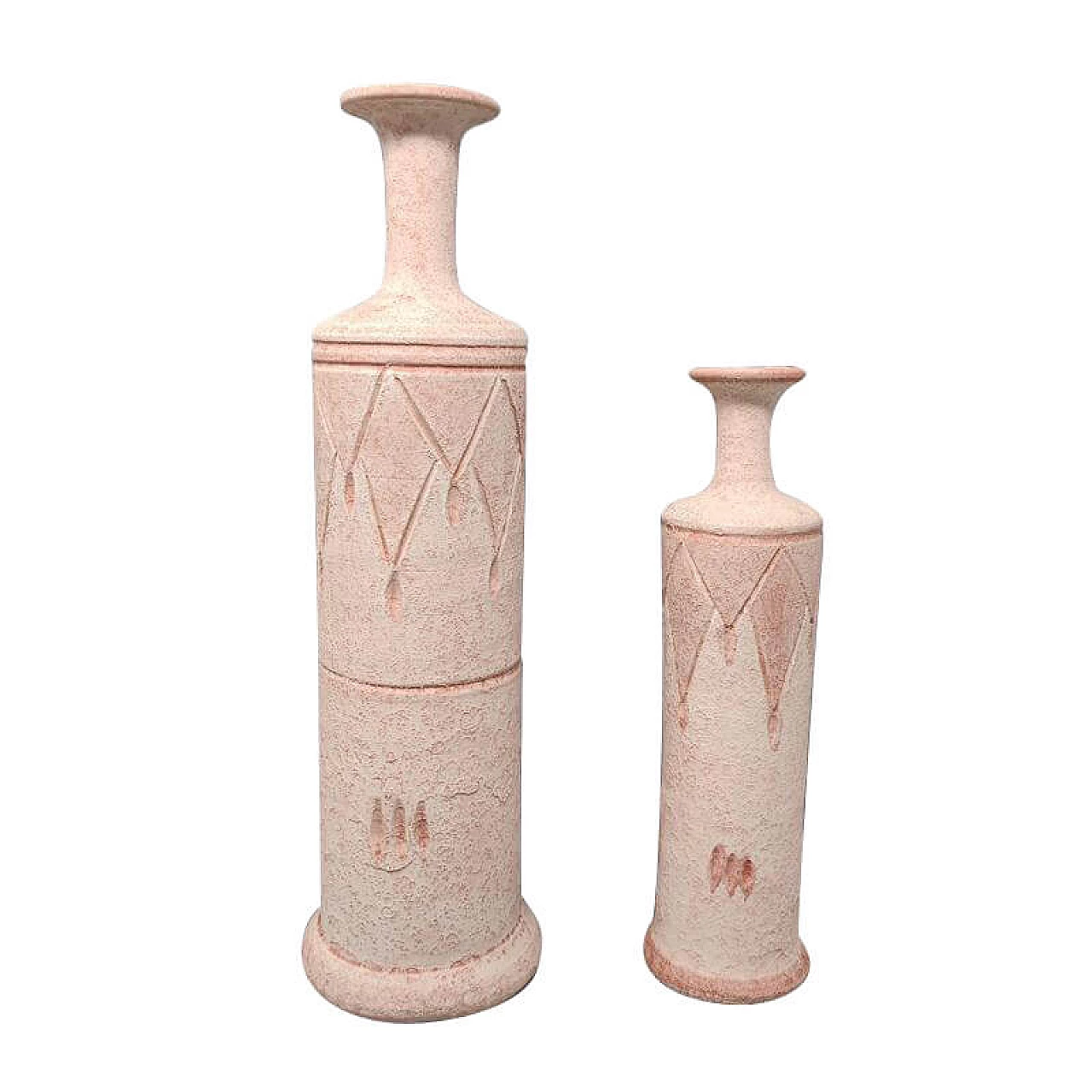 Pair of pale pink ceramic vases, 70s 1273832
