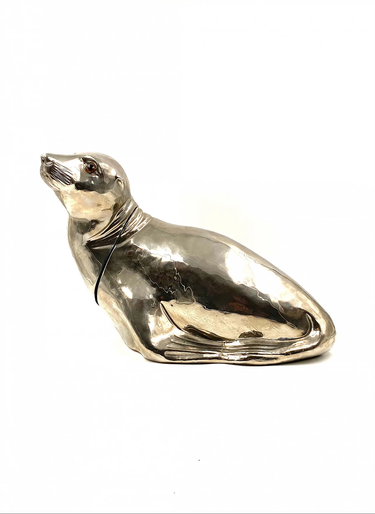 Centrotavola portaghiaccio a forma di foca di Franco Lapini, anni '70 1273950