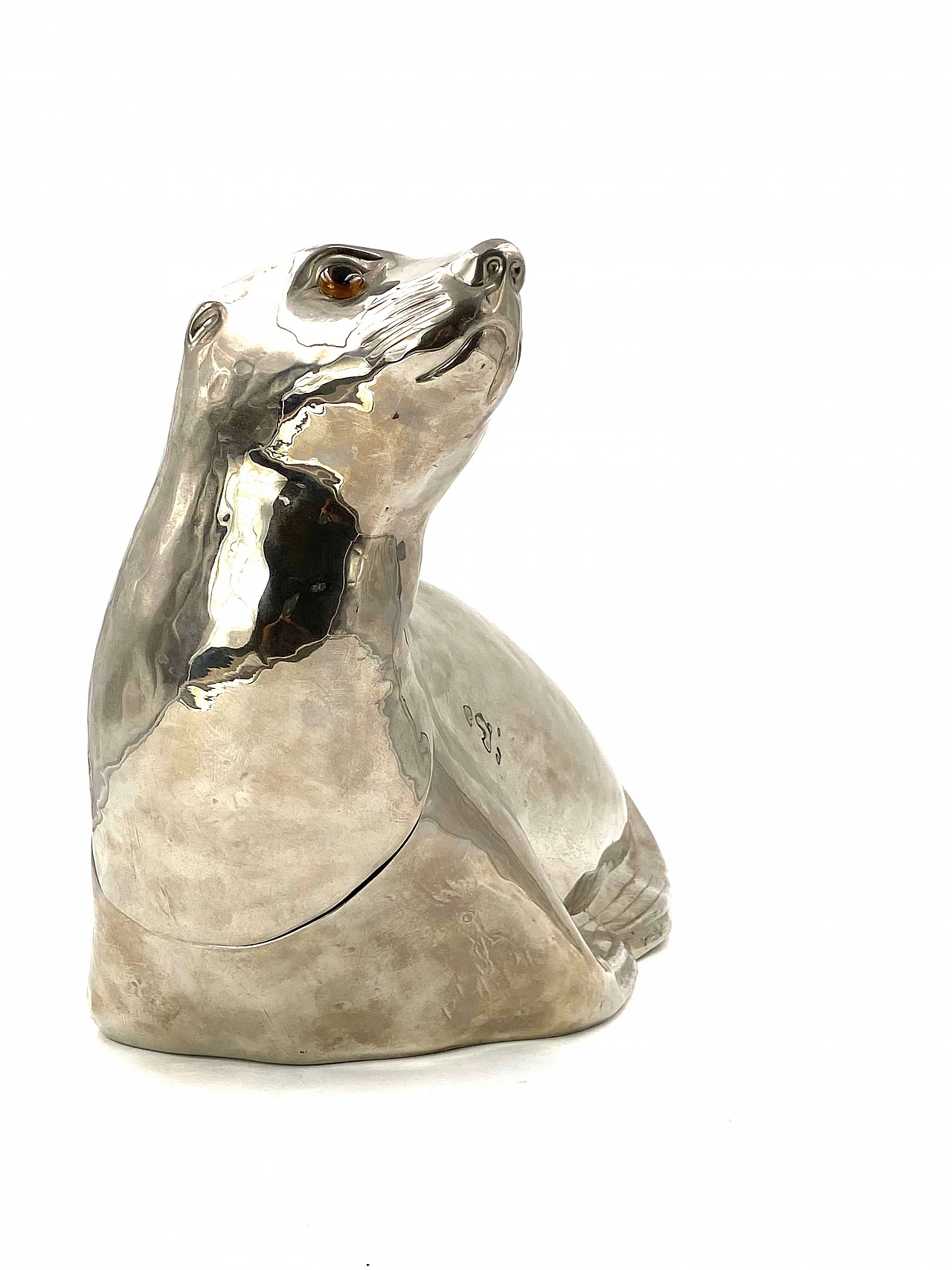 Centrotavola portaghiaccio a forma di foca di Franco Lapini, anni '70 1273966