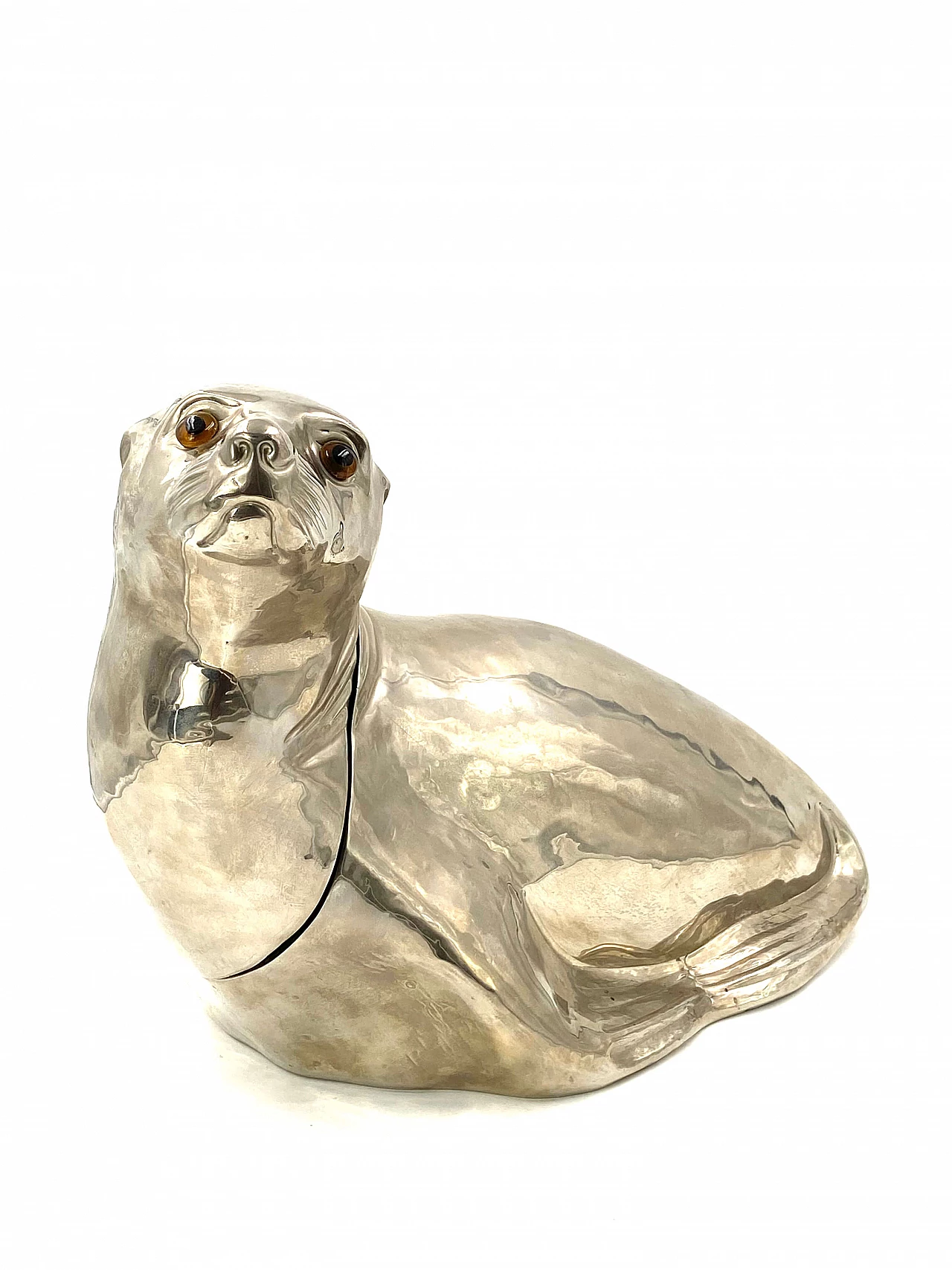 Centrotavola portaghiaccio a forma di foca di Franco Lapini, anni '70 1273968