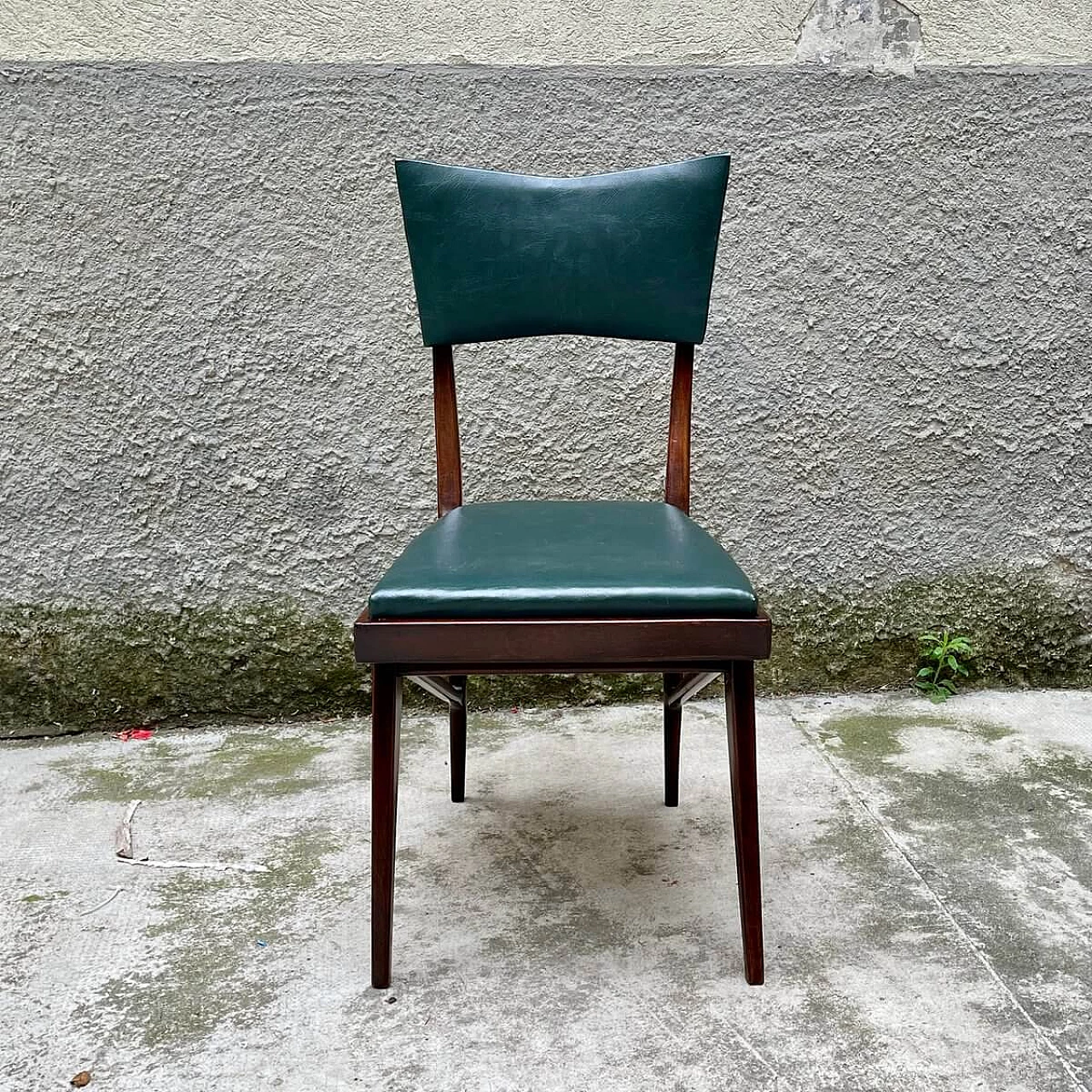 4 Chairs in wood and skai, 50s 1274480