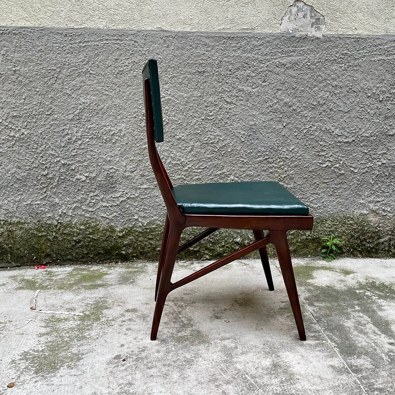 4 Chairs in wood and skai, 50s 1274484