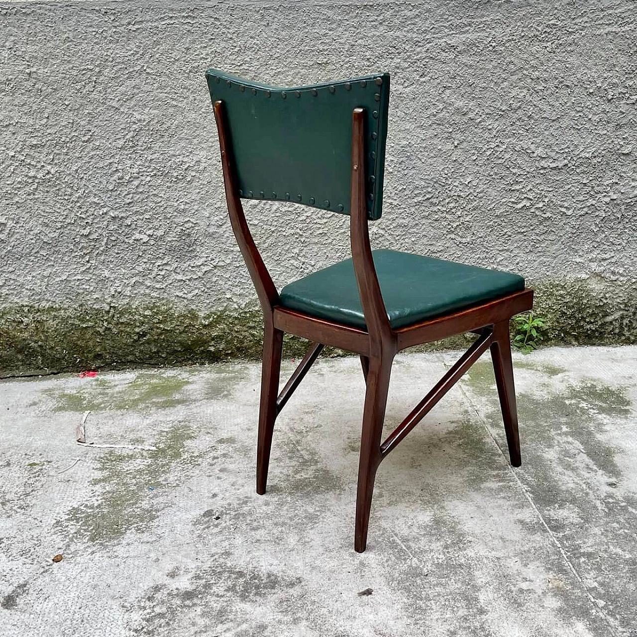 4 Chairs in wood and skai, 50s 1274485