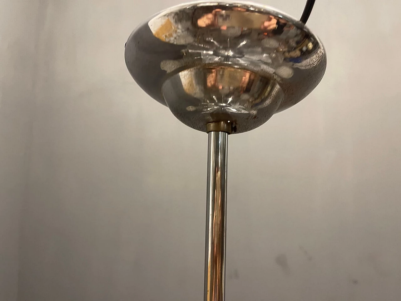 Lampadario Sputnik in vetro con struttura cromata, anni '70 1274493