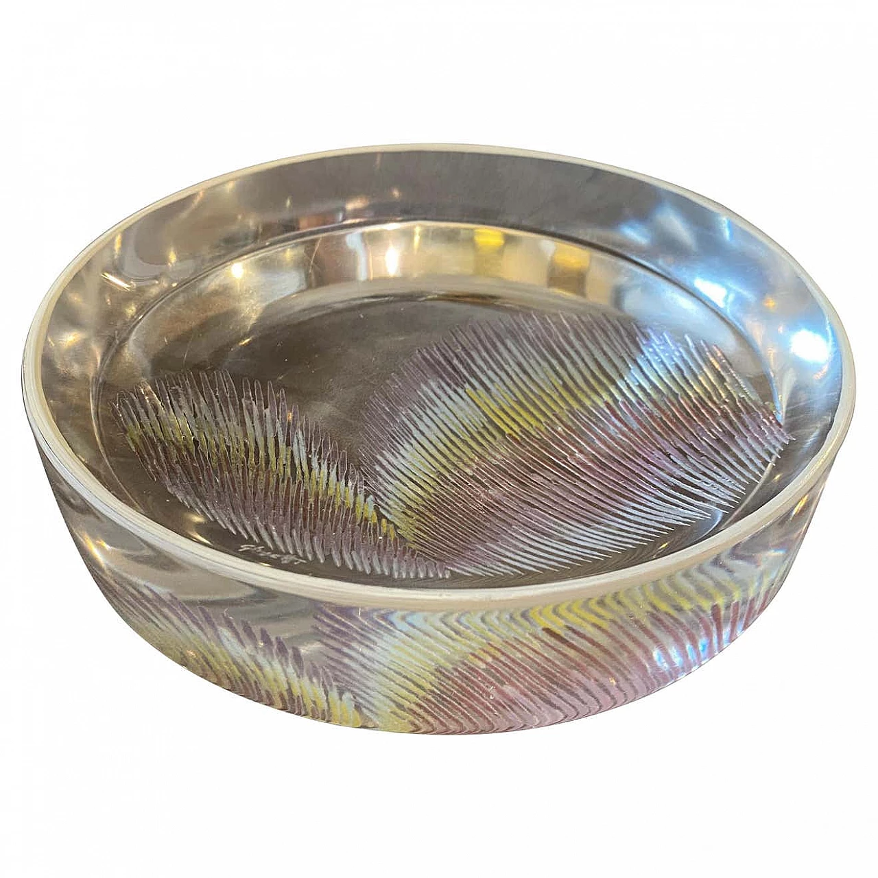 Modernist ashtray in trasparent glass, 80s 1274598