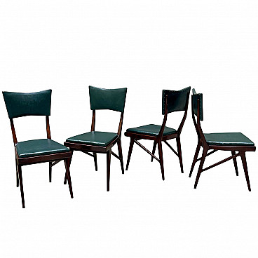 4 Chairs in wood and skai, 50s