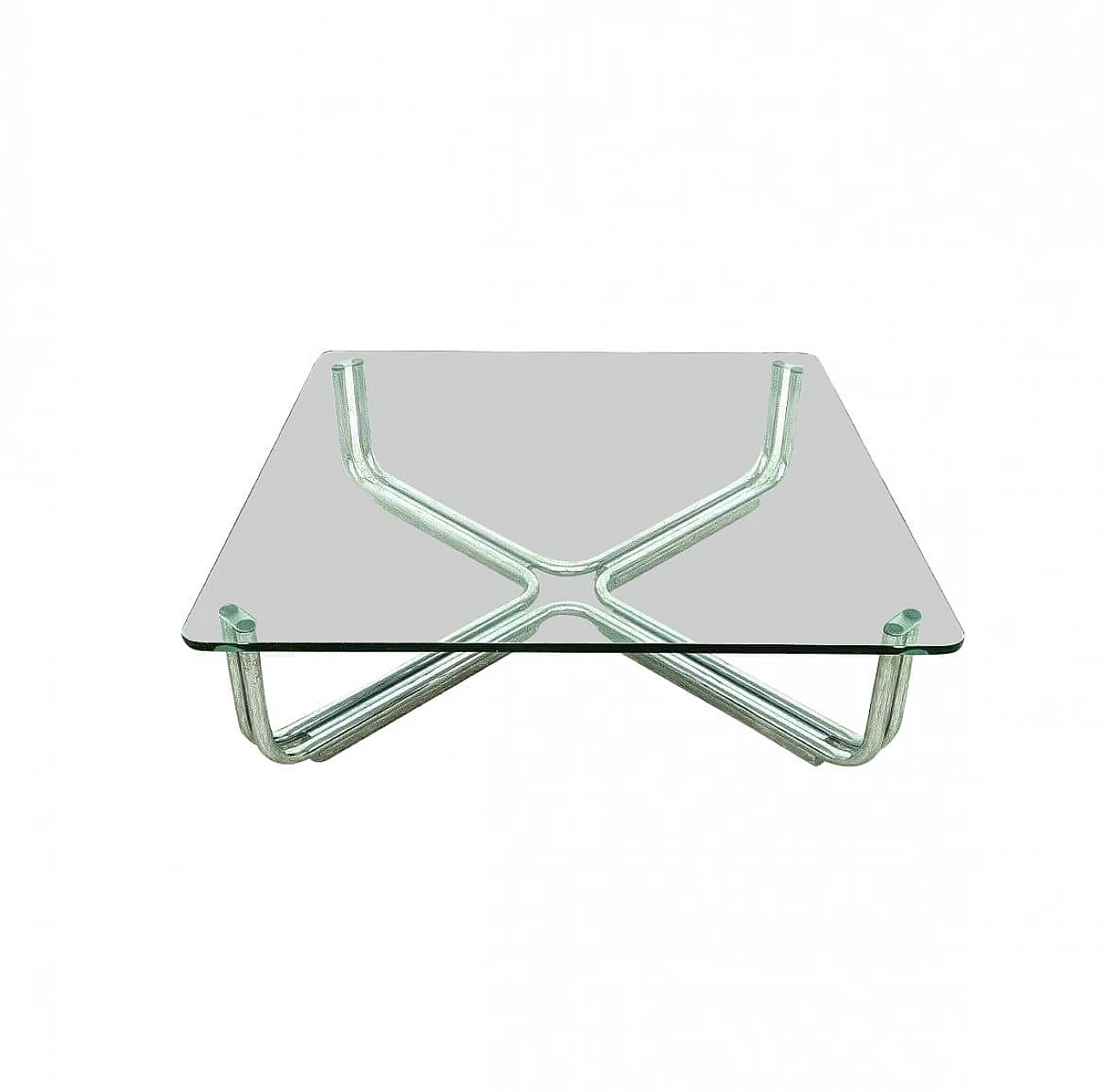 Coffee table 784 in chromed steel with glass top by Gianfranco Frattini for Cassina, 70s 1274977