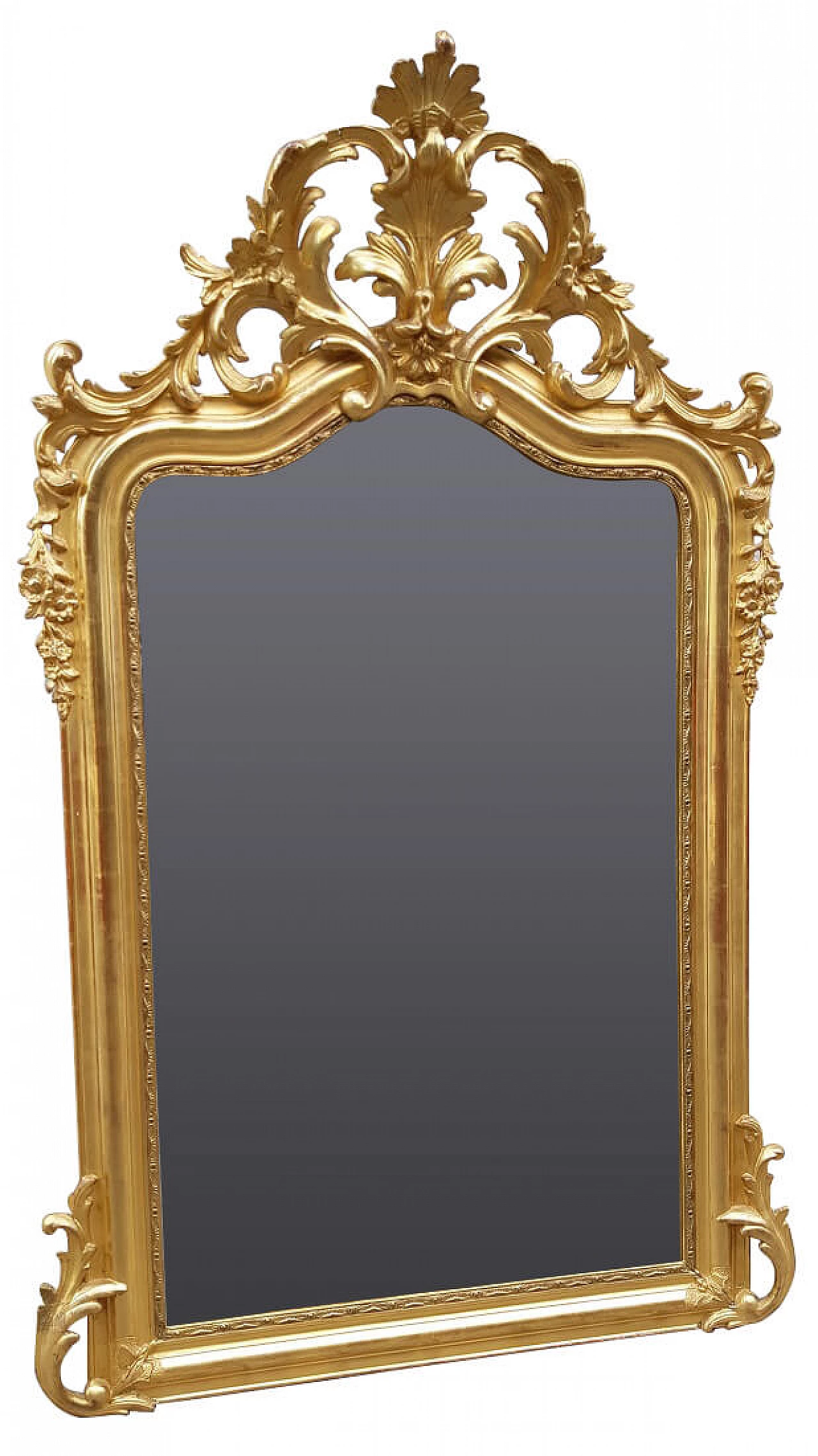 Emililian mirror with cymatium in wood gilded with gold leaf, 19th century 1275278
