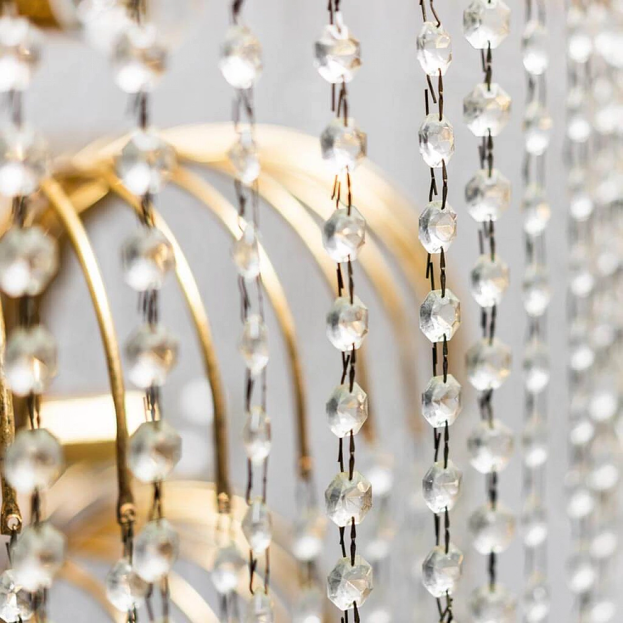 10 Light gilded metal chandelier, 70s 1275437
