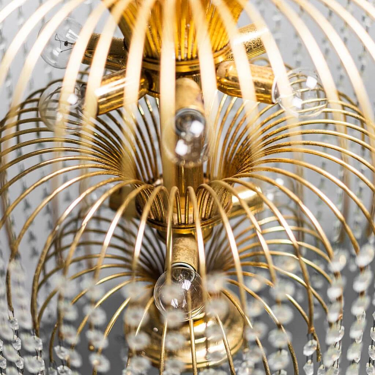 10 Light gilded metal chandelier, 70s 1275438