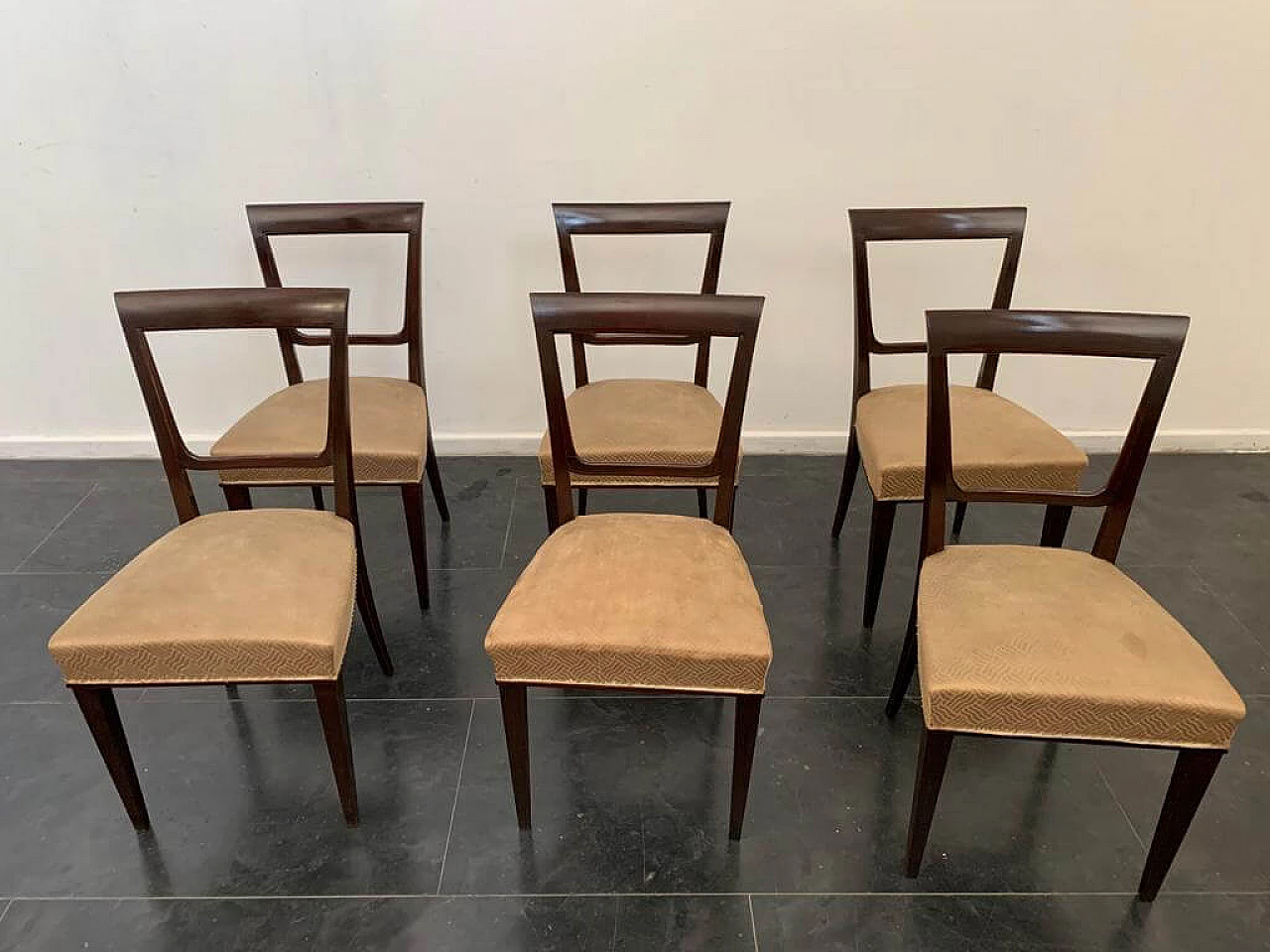 6 Rosewood Art Deco Chairs, 30s 1275468