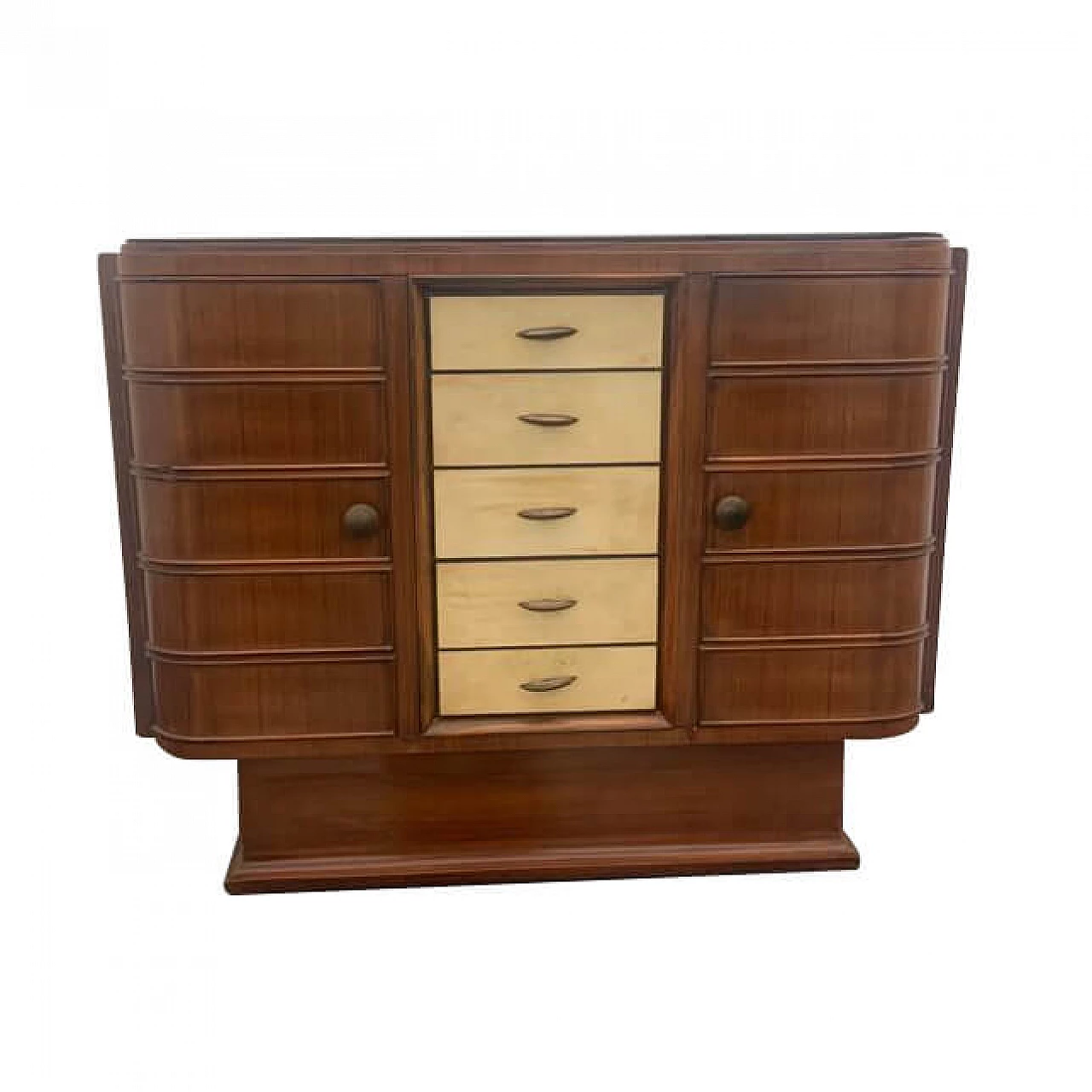 Art Deco bar cabinet in rosewood and parchment with black glass top, 1930s 1275534