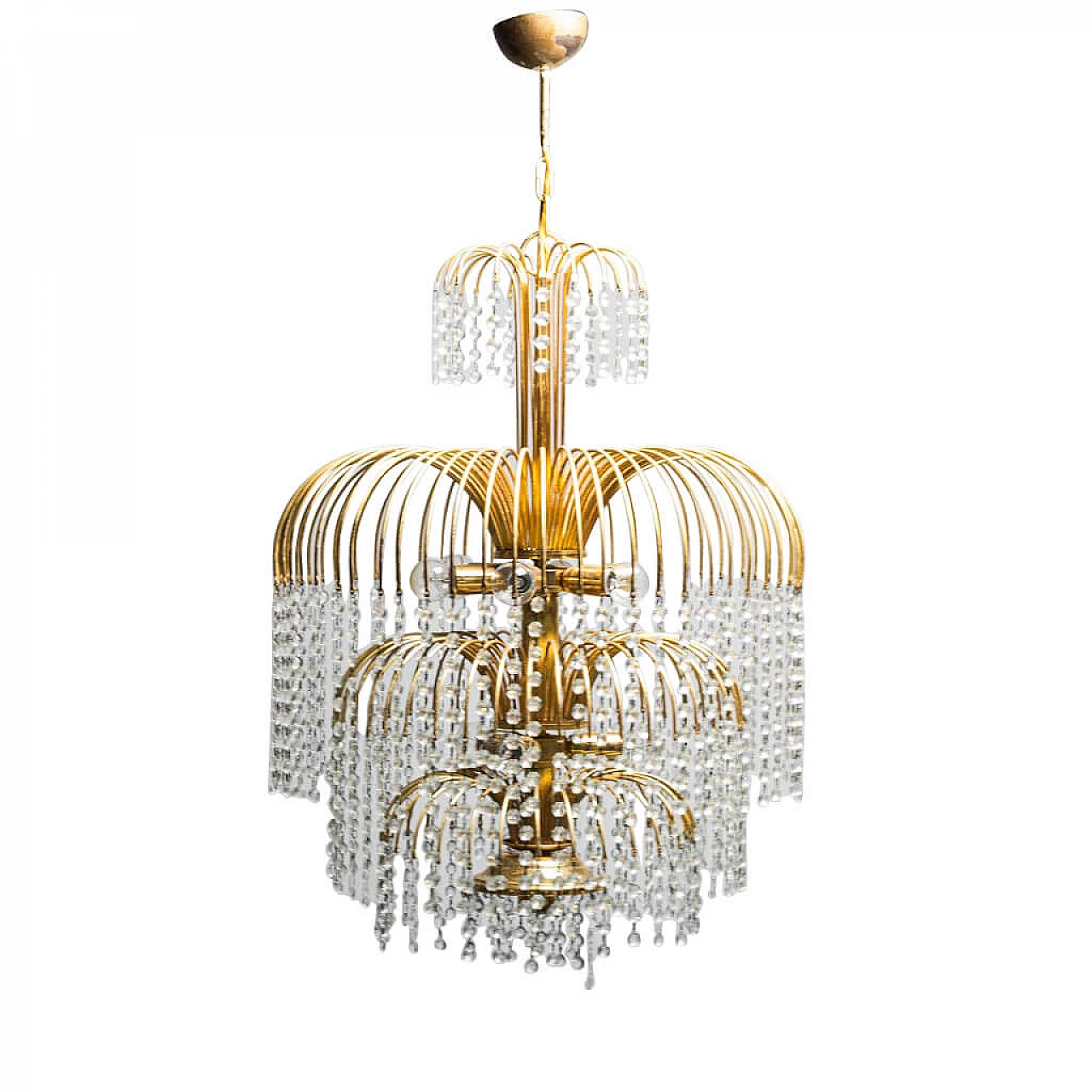 10 Light gilded metal chandelier, 70s 1275538