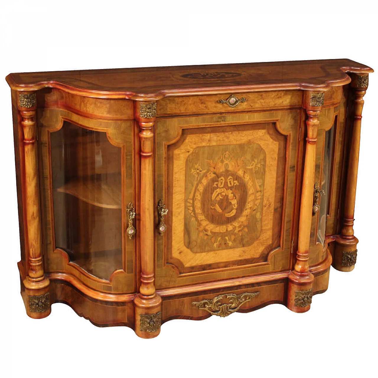 Credenza inglese in legno intarsiato 1275610