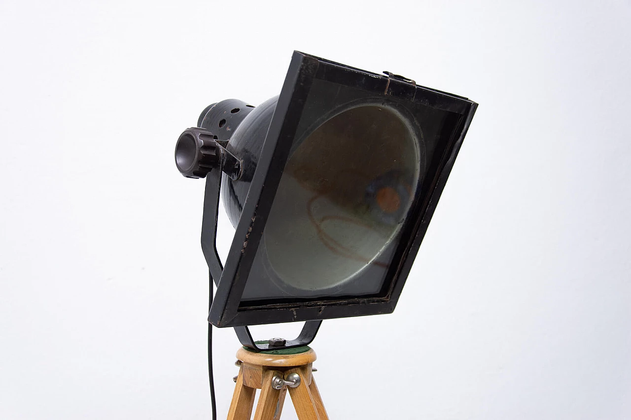 Black enamel ball lamp on tripod, 70s 1275858