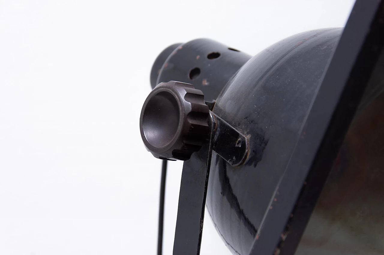 Black enamel ball lamp on tripod, 70s 1275860