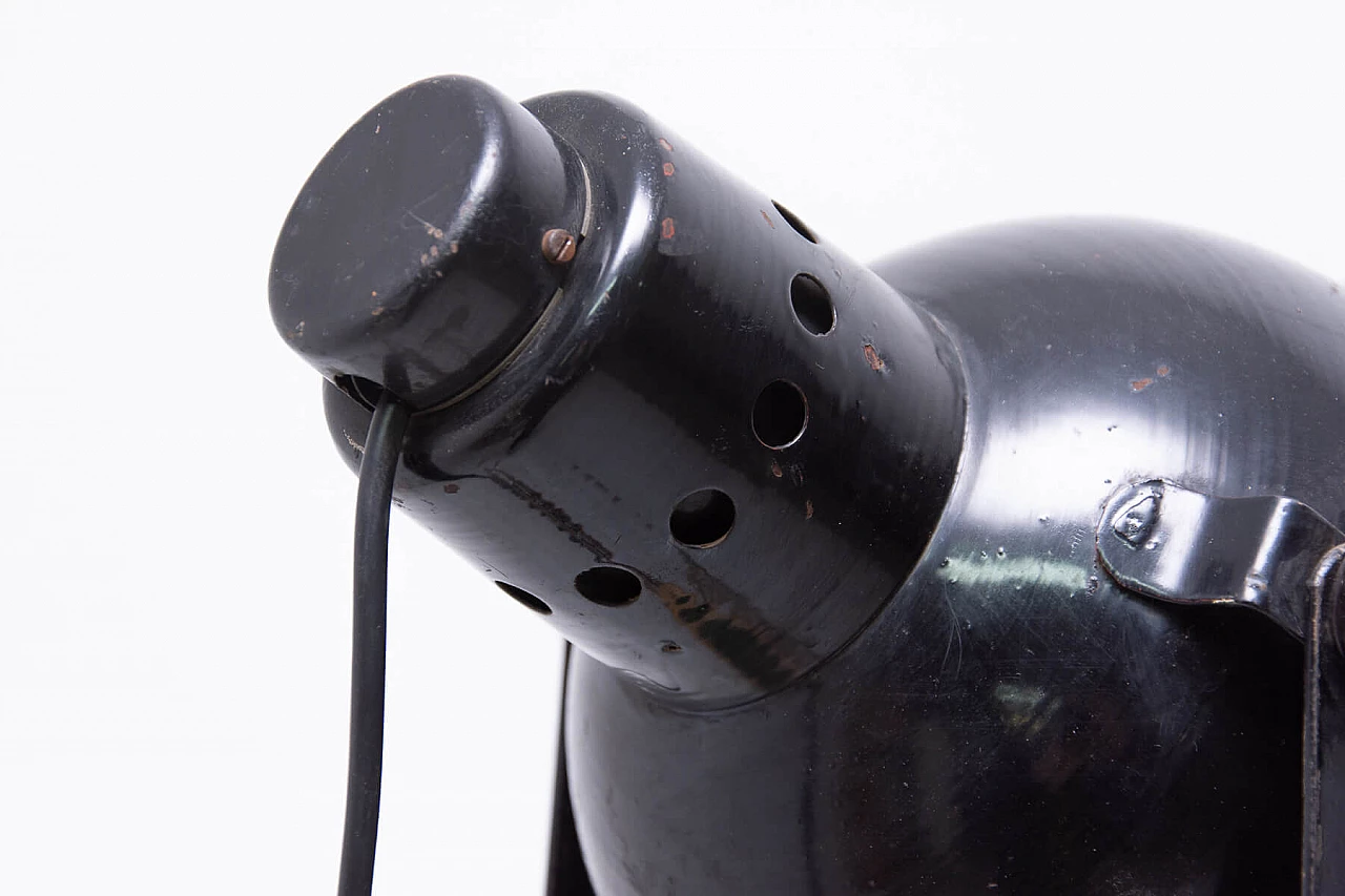 Black enamel ball lamp on tripod, 70s 1275863