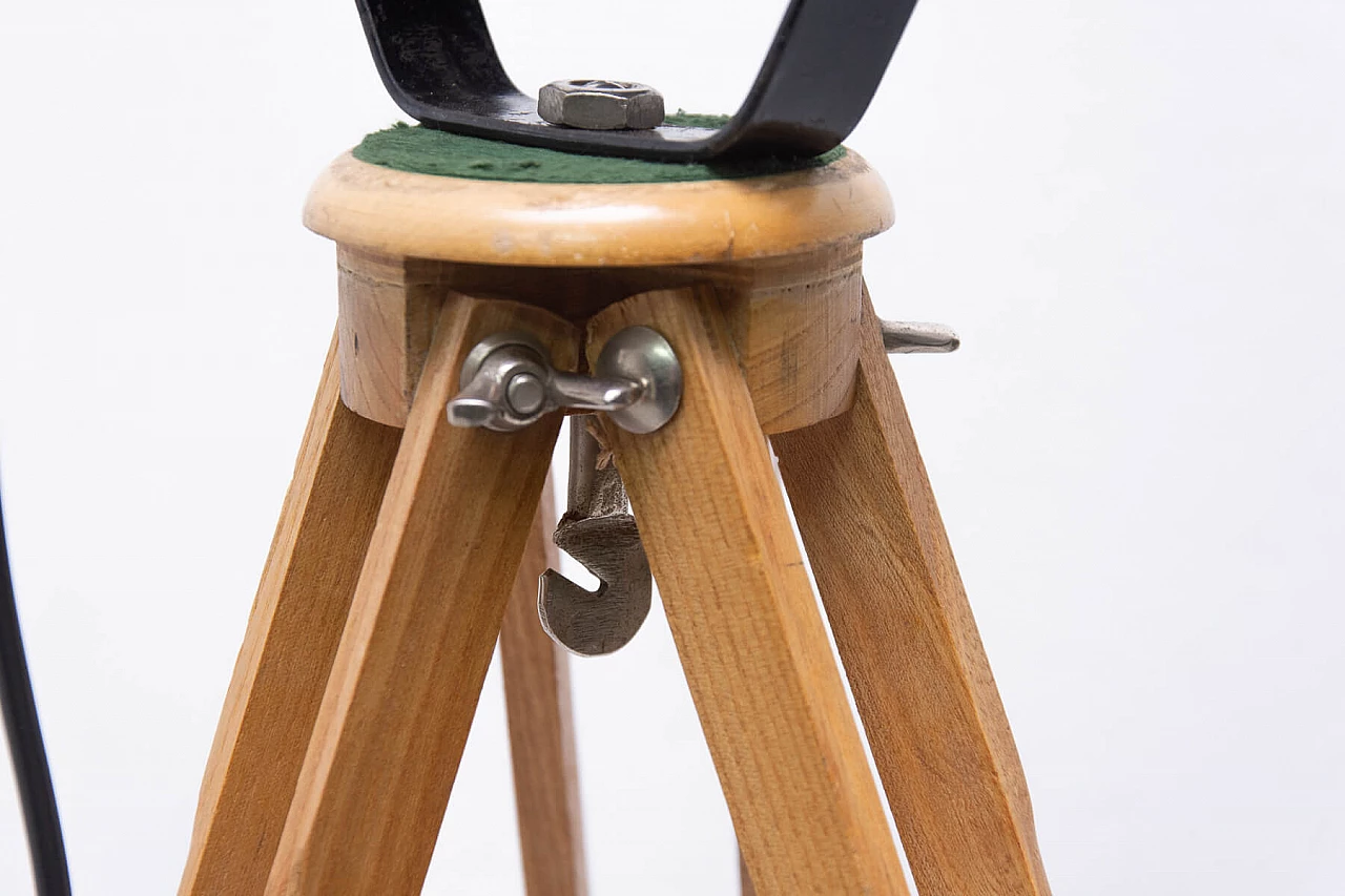 Black enamel ball lamp on tripod, 70s 1275864