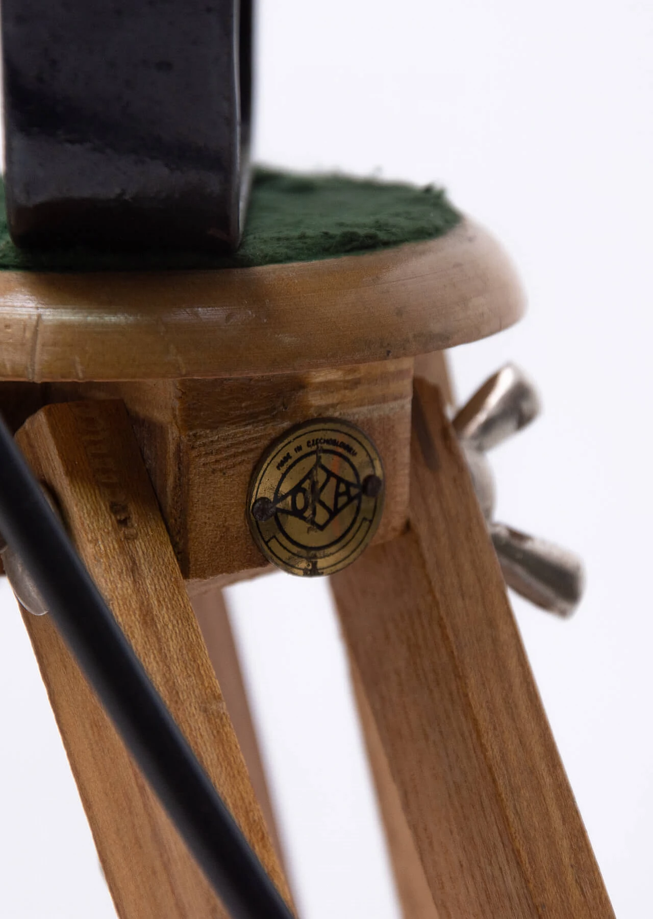 Black enamel ball lamp on tripod, 70s 1275872