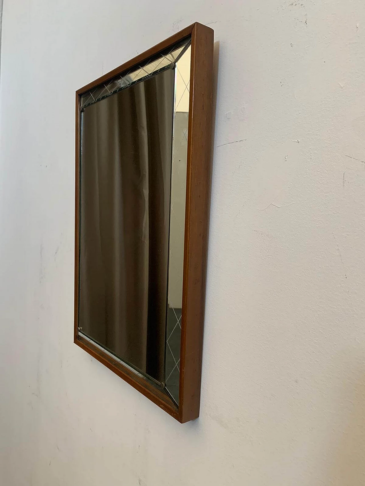 Specchio Art Deco con bordo rialzato e inciso, anni '30 1276170